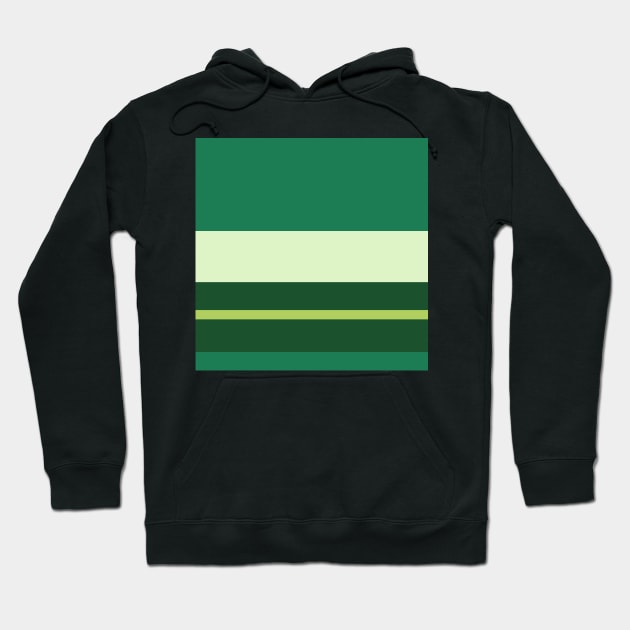 An attractive harmony of Salem, Seafoam Blue, Very Light Green, Cal Poly Pomona Green and June Bud stripes. Hoodie by Sociable Stripes